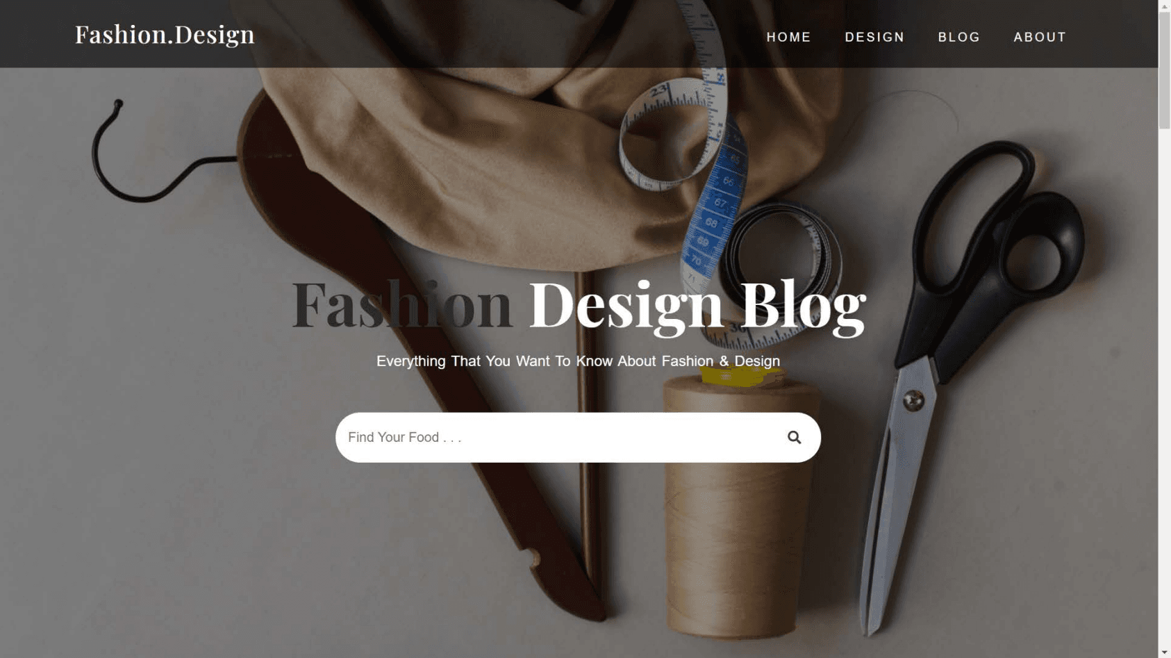 Fashion design blog homepage