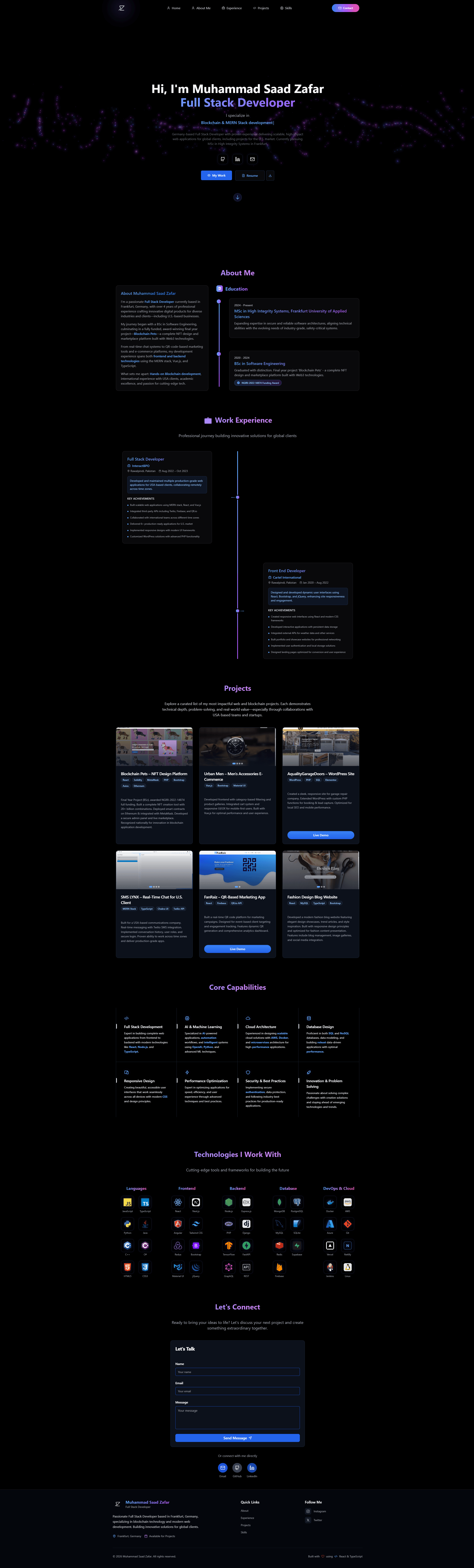Previous portfolio website layout